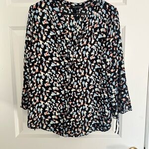 41 Hawthorn Black and White Ruched 3/4 Sleeve Blouse